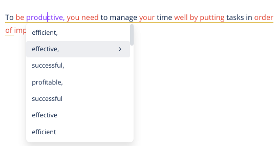 Example of Quillbot's AI Humanizer synonyms