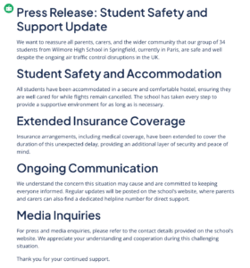 Screenshot of an AI press release generator output
