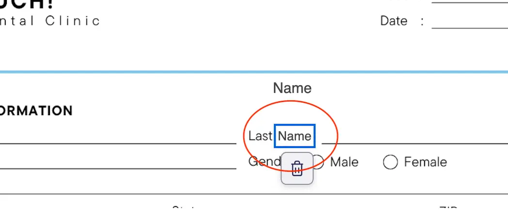 Screenshot of an error being erased in the PDF editor