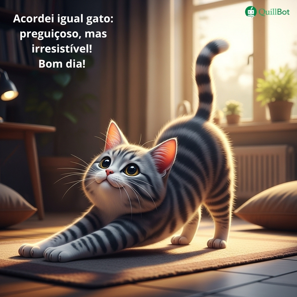 Acordei igual gato: preguiçoso, mas irresistível! Bom dia