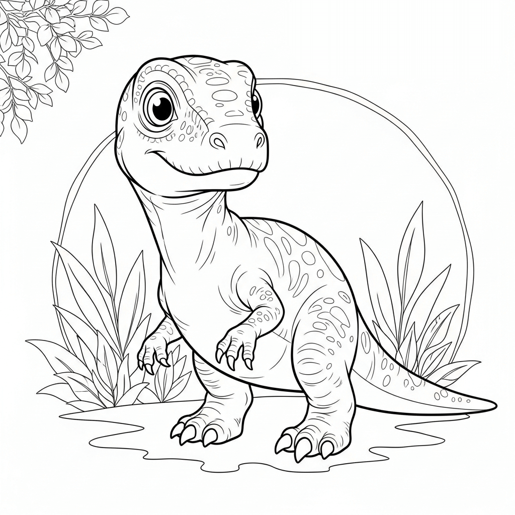 Ausmalbild von einem Baby-Dino