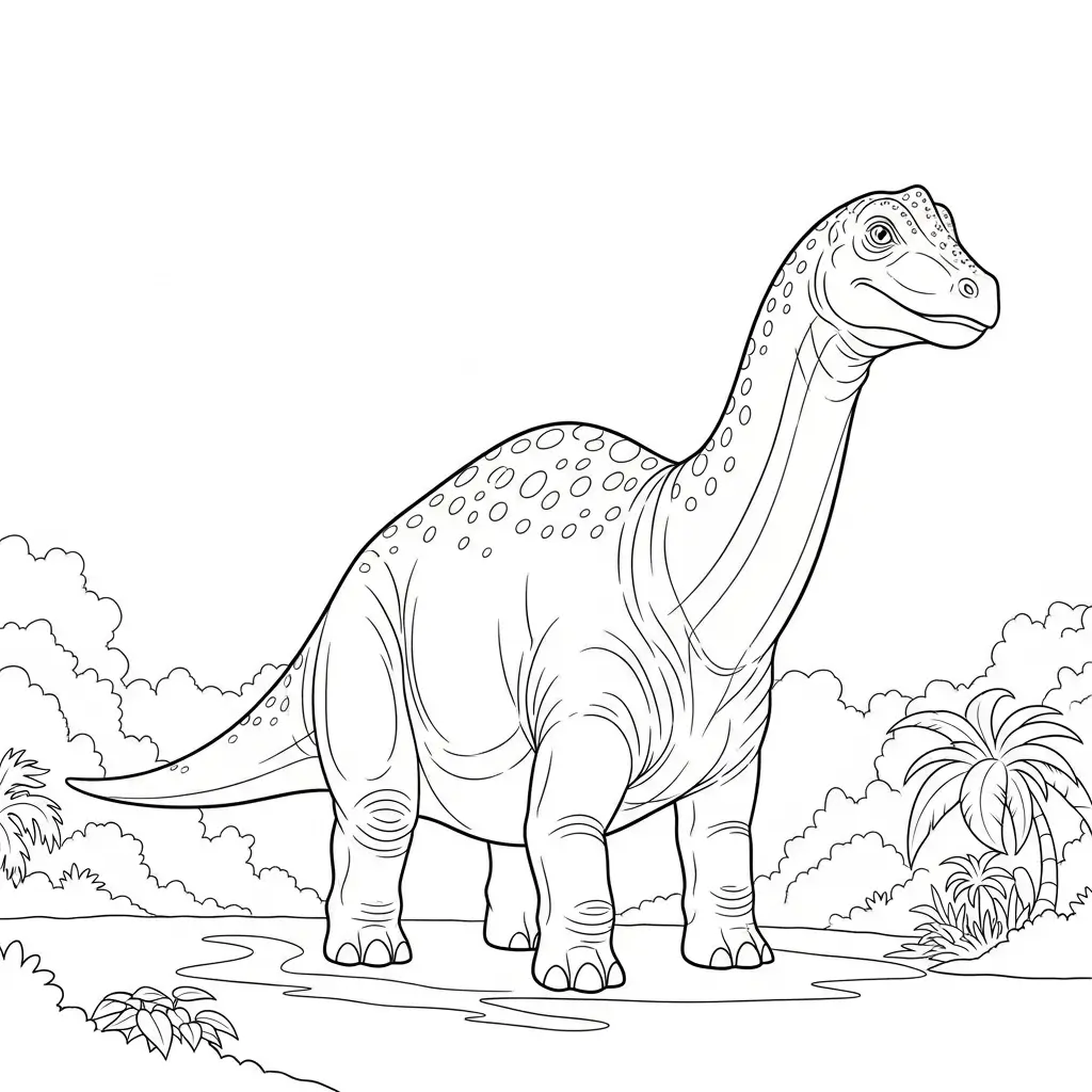 Anspruchsvolles Ausmalbild von einem Dinosaurier