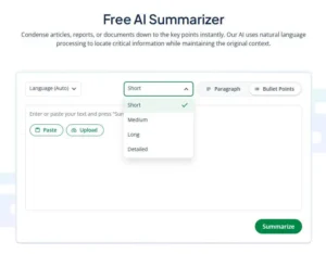 Landing page for Quillbot's AI Summarizer