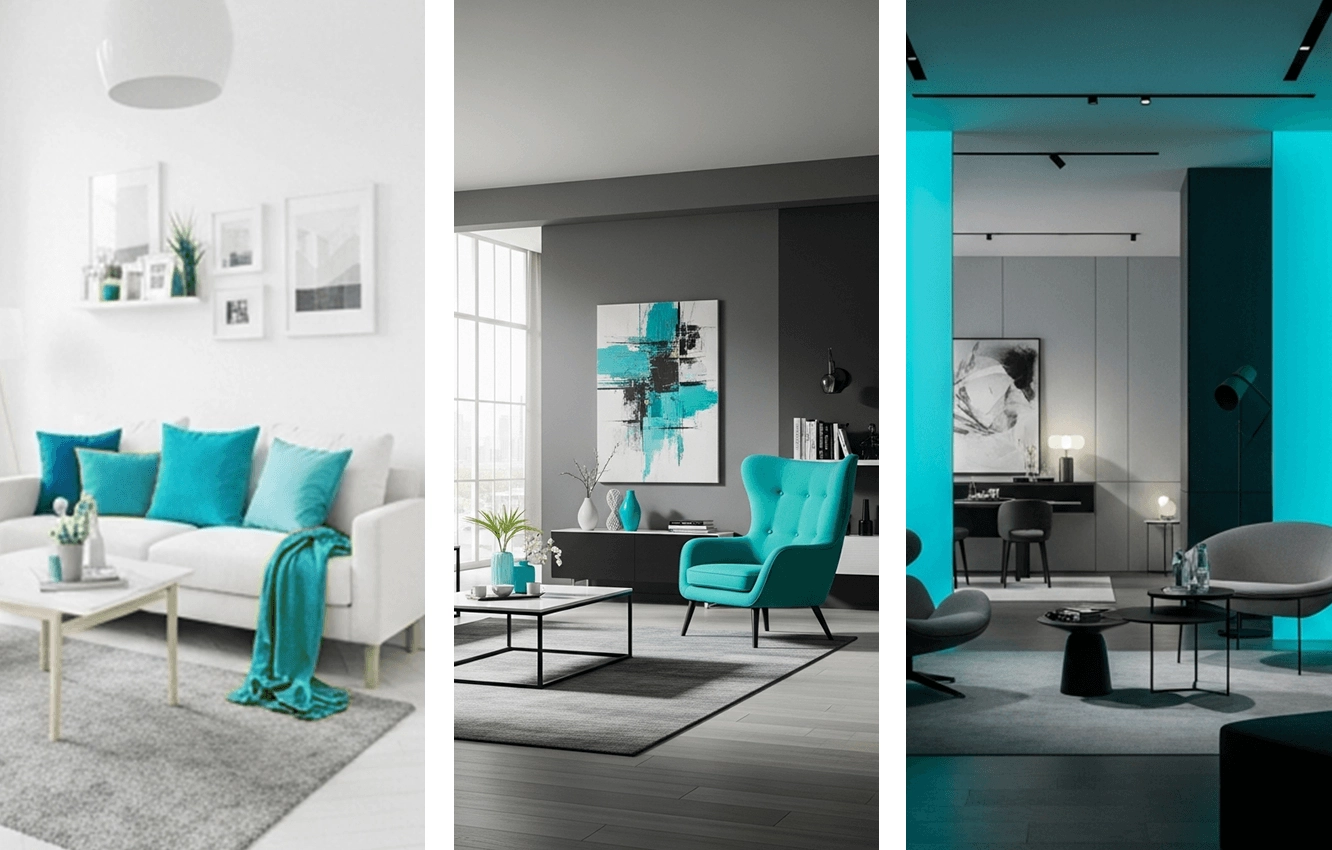 Türkis und neutrale Farben Beispiel