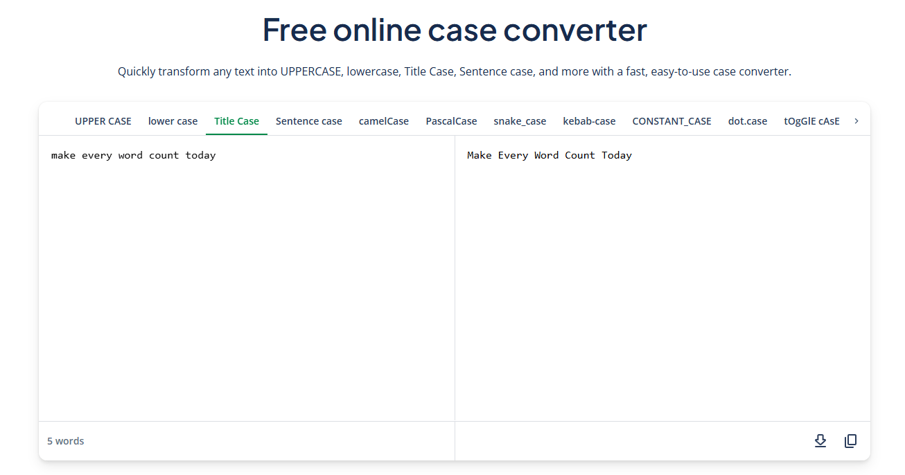 Image showing the input area of Quillbot's online case converter tool