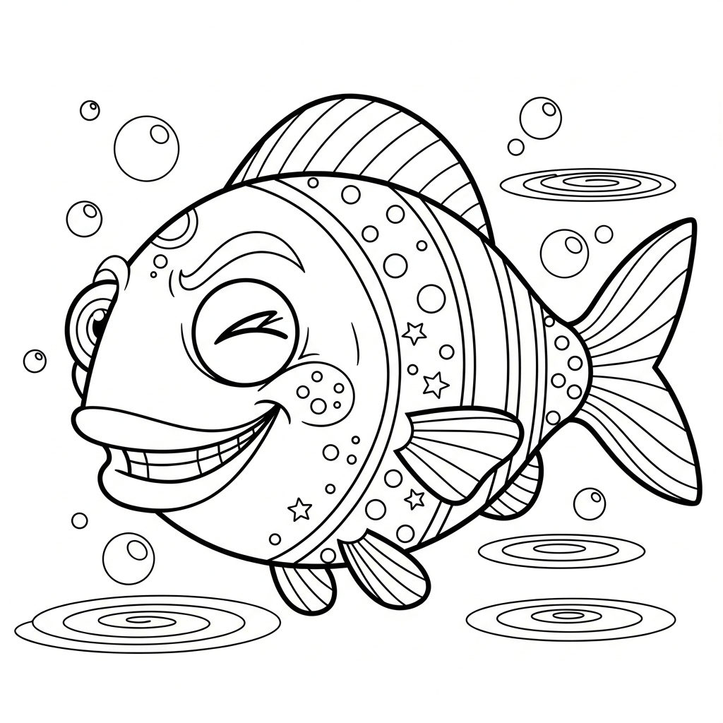 coloriage poisson d'avril amusant