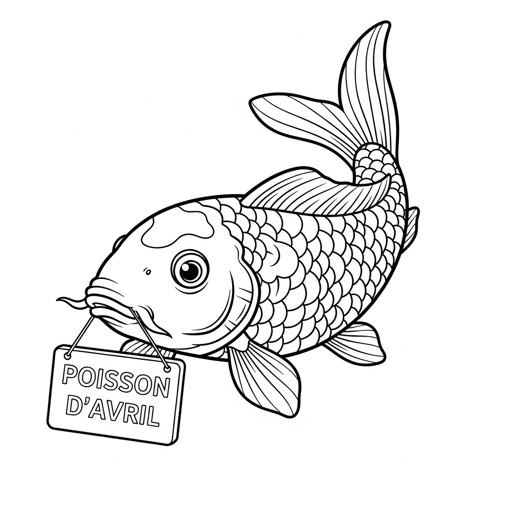 coloriage poisson d'avril carpe