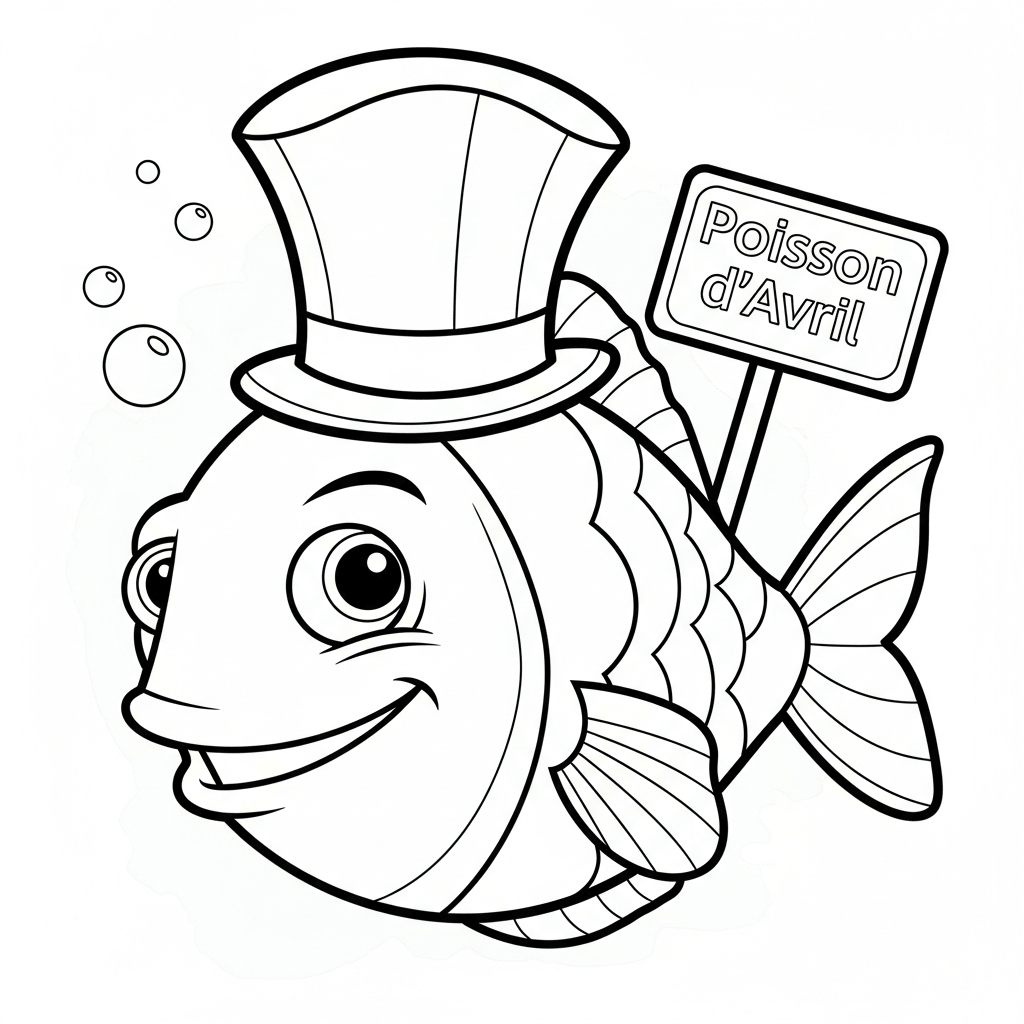coloriage poisson d'avril drole