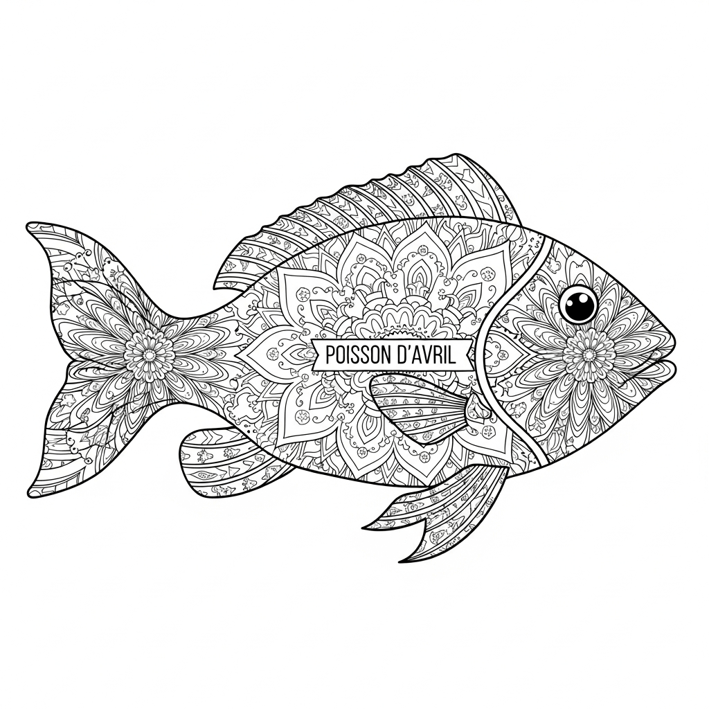 coloriage poisson d'avril ecole mandala