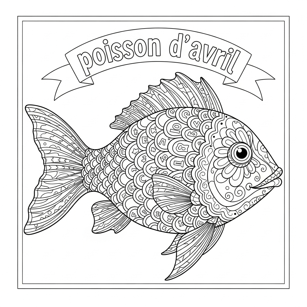 coloriage poisson d'avril ecole mandala