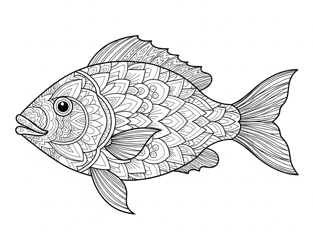 coloriage poisson d'avril mandala adulte
