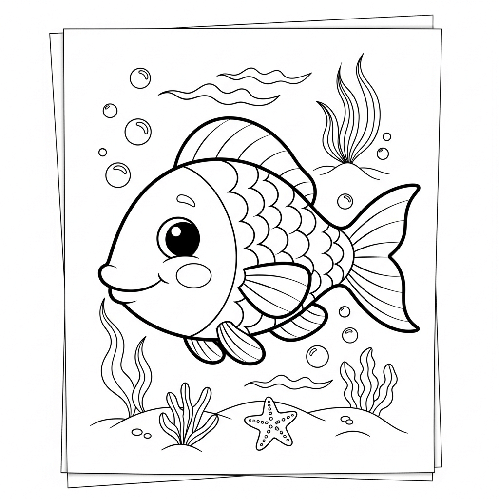 coloriage poisson d'avril mignon