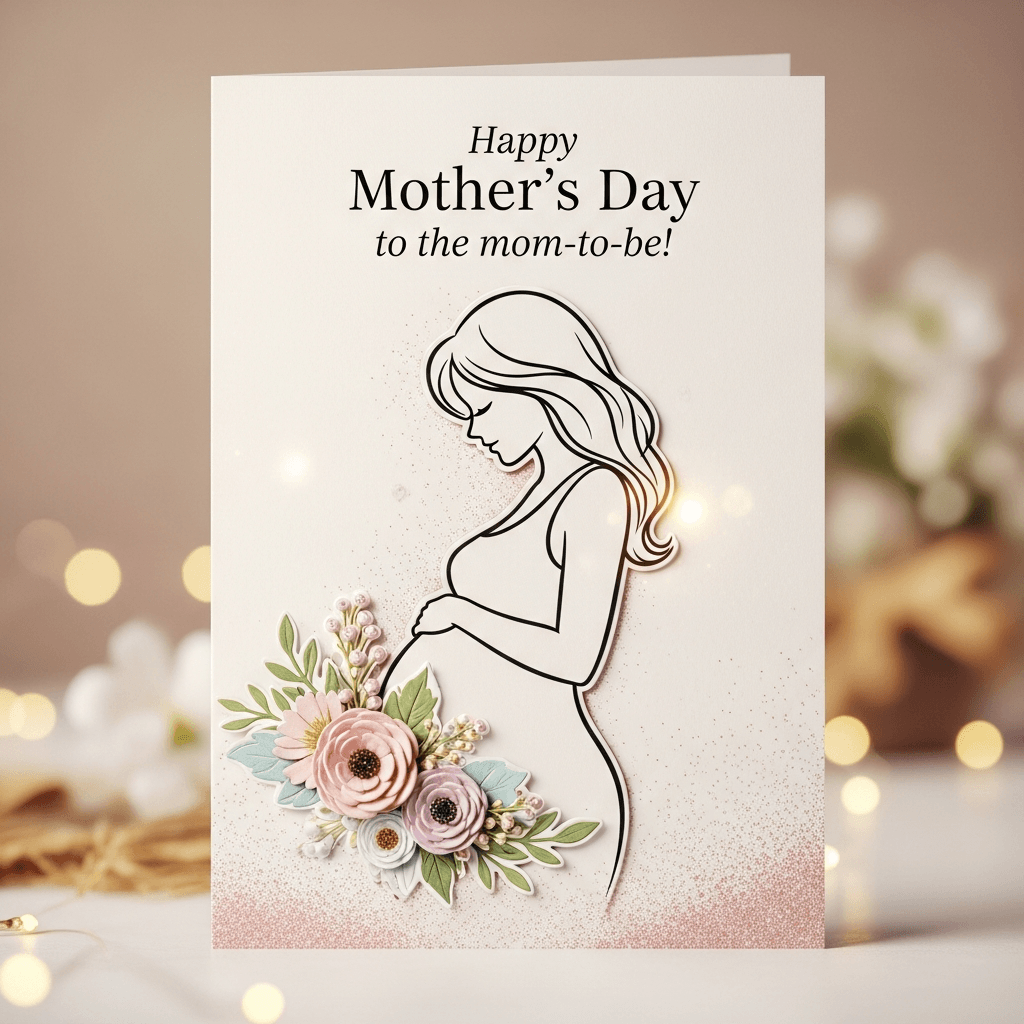 a mother's day card for a mom-to-be featuring a pregnant woman