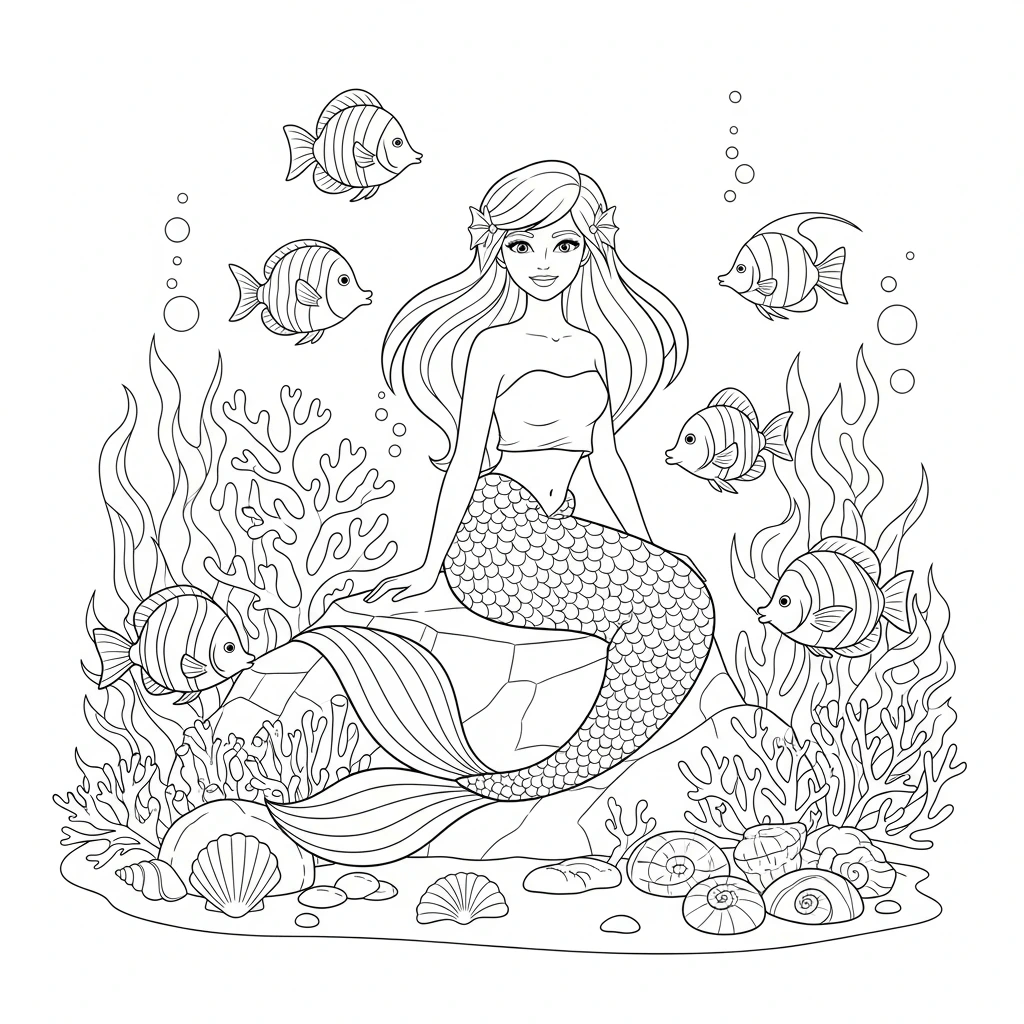 Meerjungfrau mit Fischen