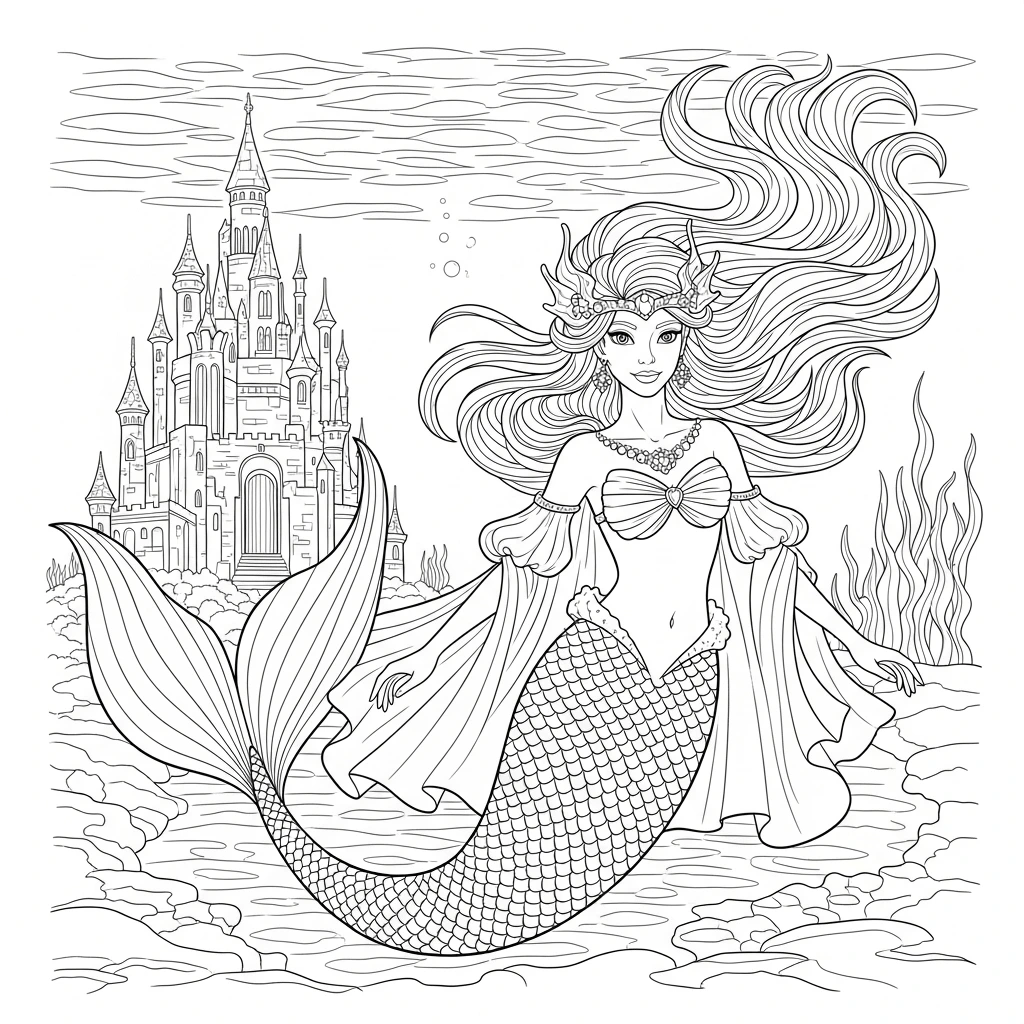 Meerjungfrau vor Schloss