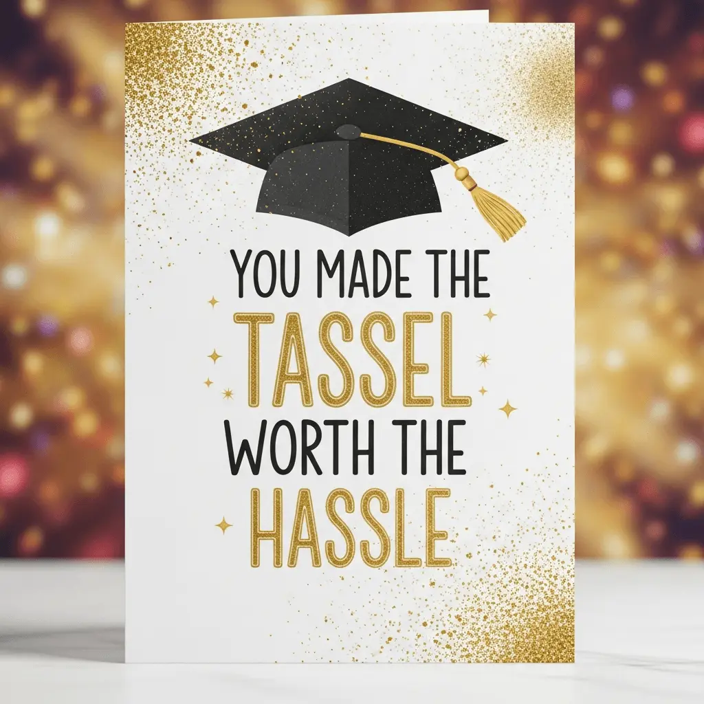 a graduation card with a graduation cap on it and the words: you made the tassel worth the hassle