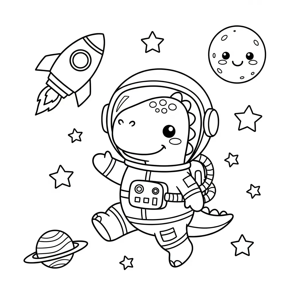 coloriage dinosaure astronaute