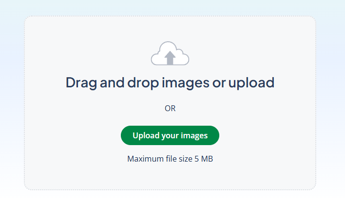 Compress JPG tool's drag and drop or upload area