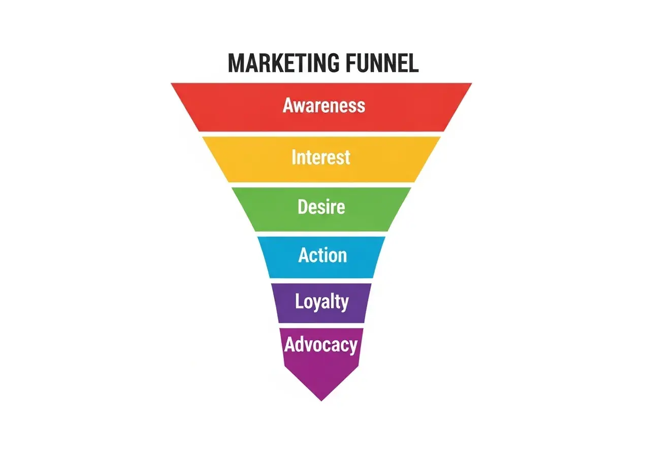 The marketing funnel showing the stages from awareness to advocacy
