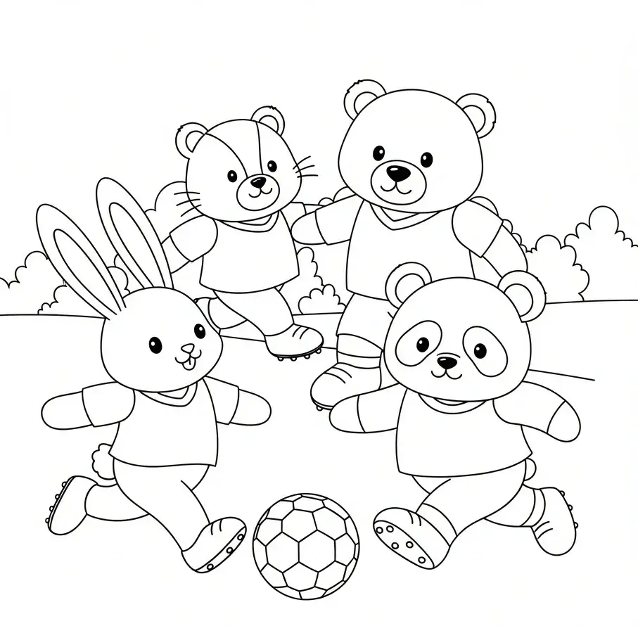 coloriage football animaux mignons
