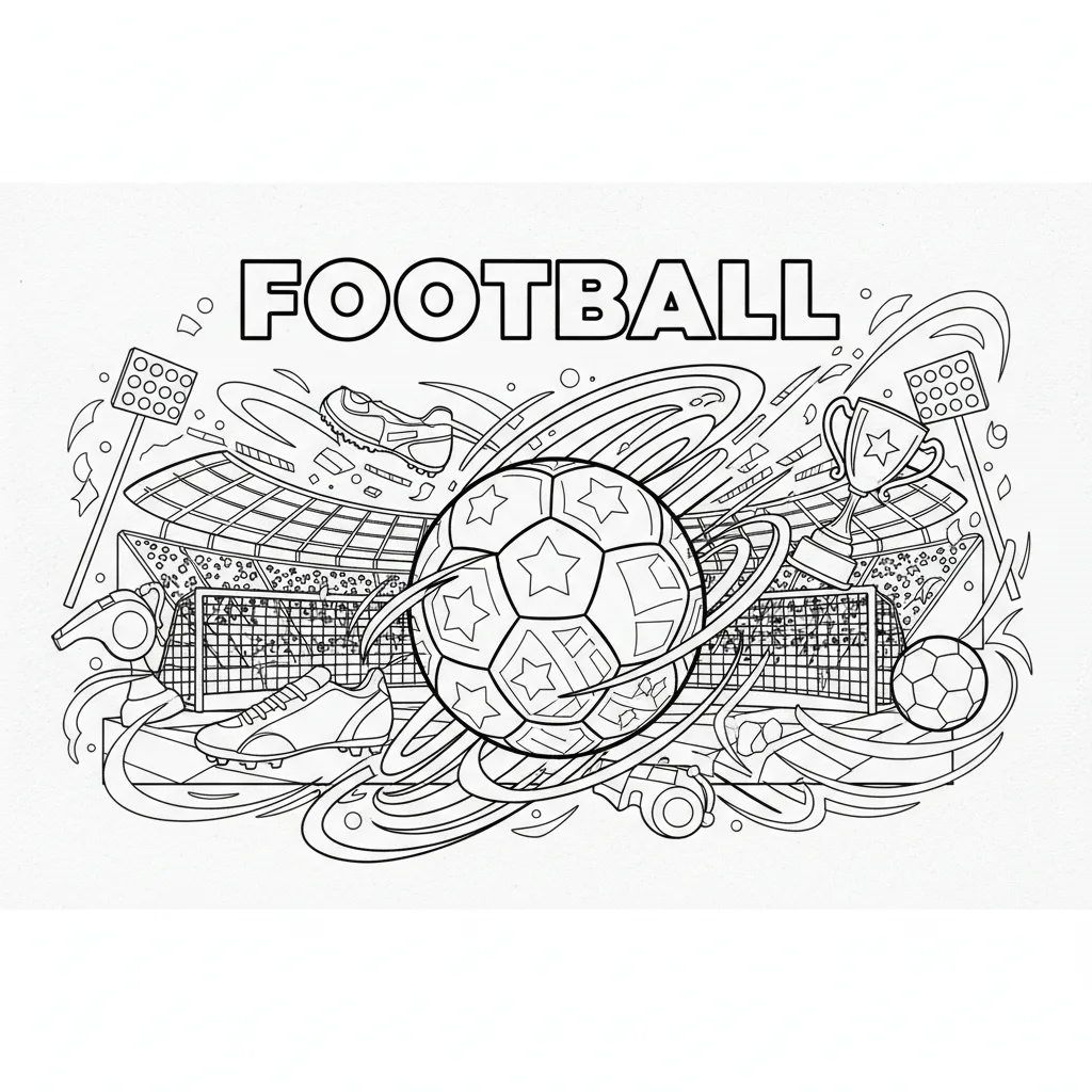 coloriage football ballon et stade