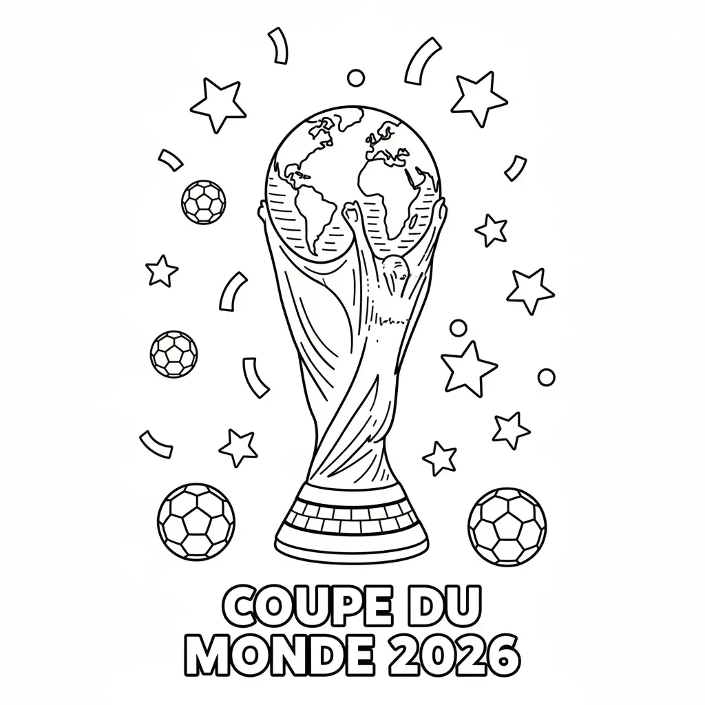 coloriage football coupe du monde trophee