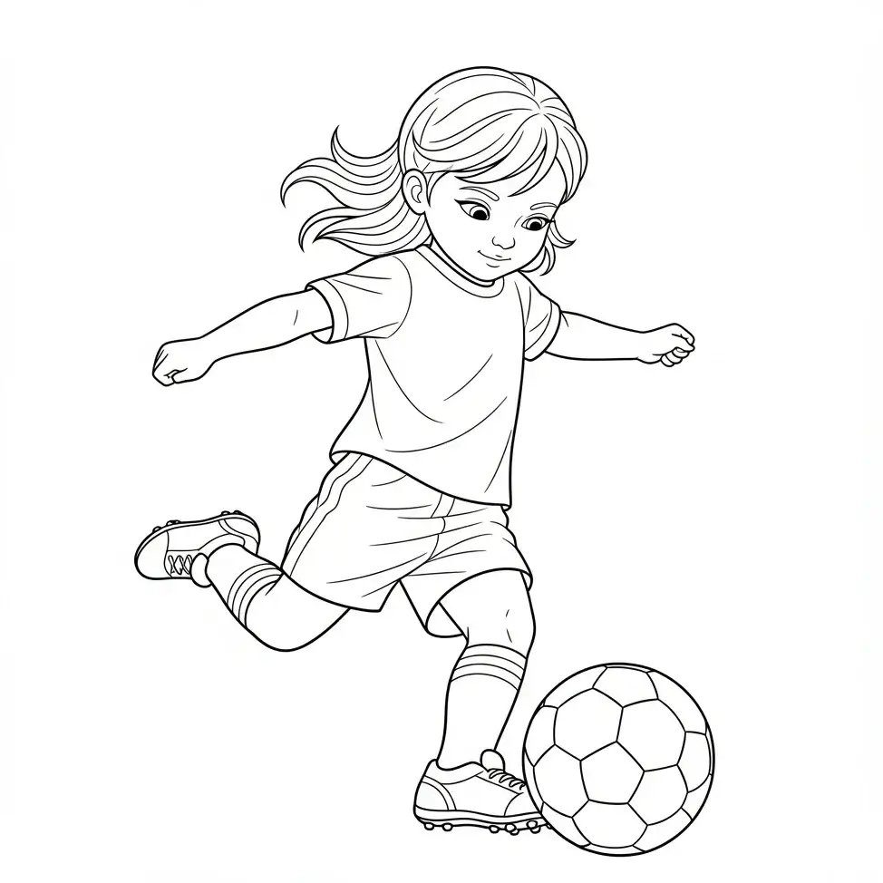 coloriage football jeune fille