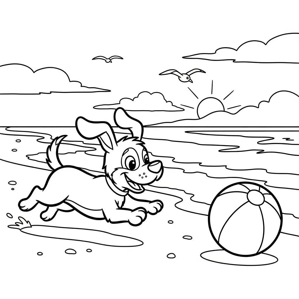 coloriage plage ballon