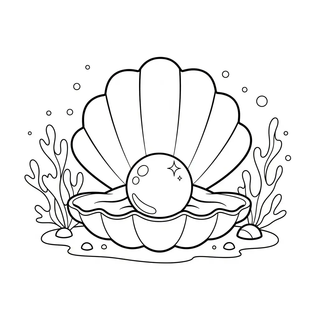 coloriage plage coquillage perle