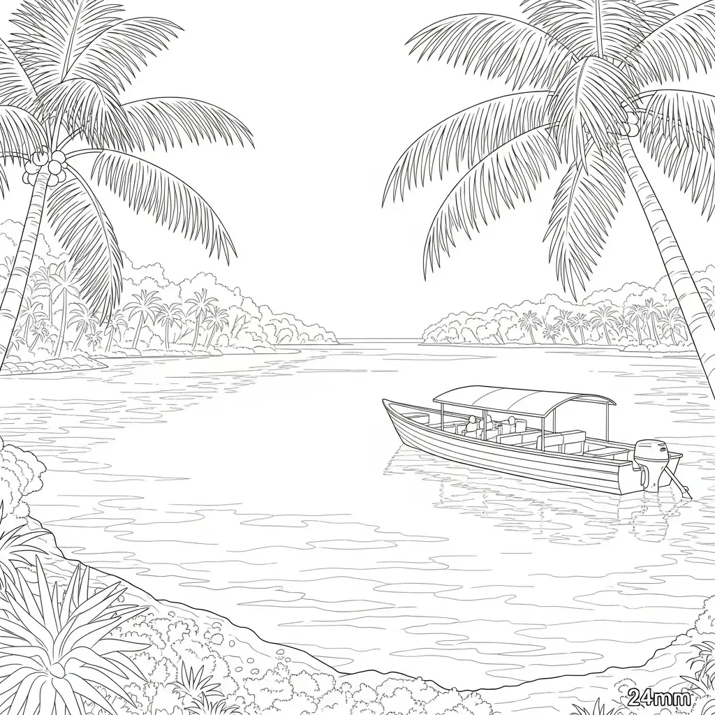 coloriage plage ile