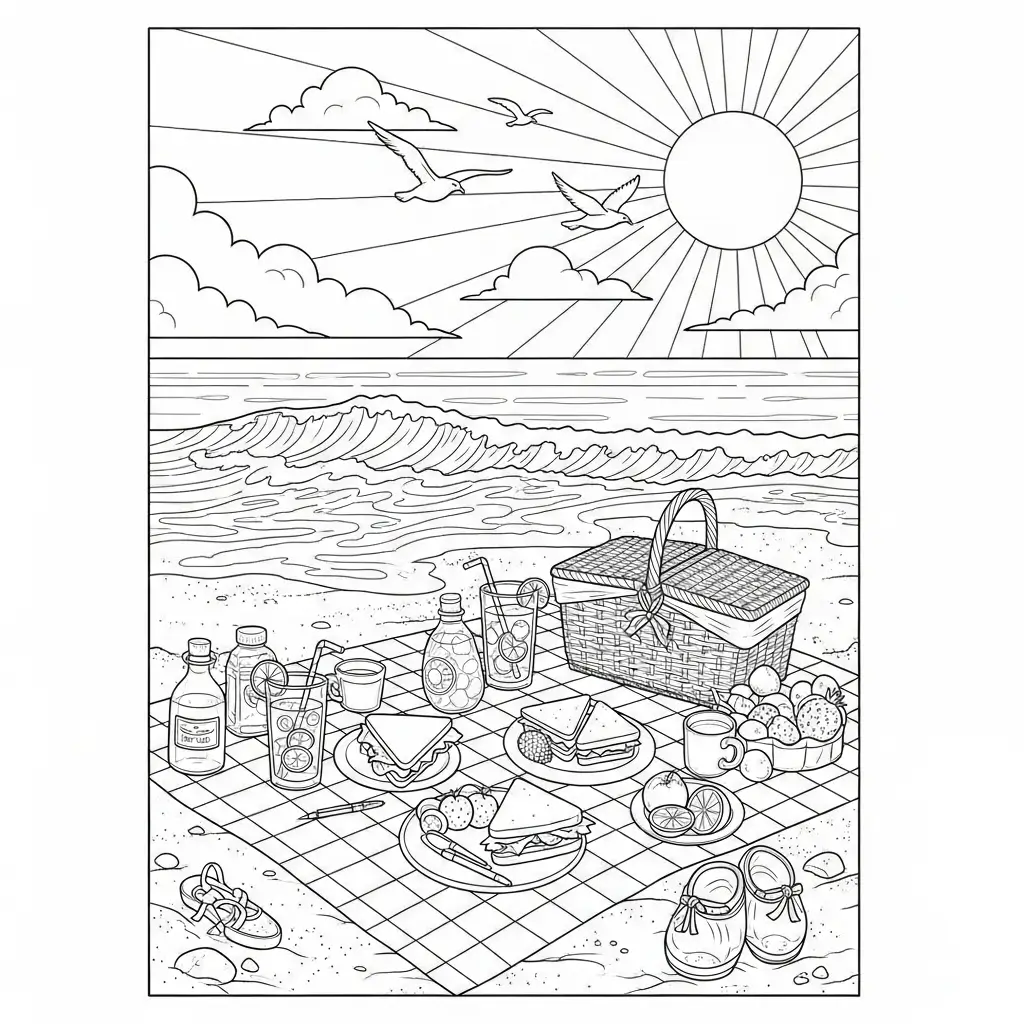 coloriage plage mer