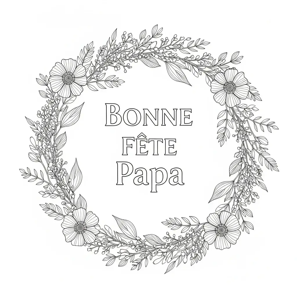 dessin fete des peres couronne fleurs