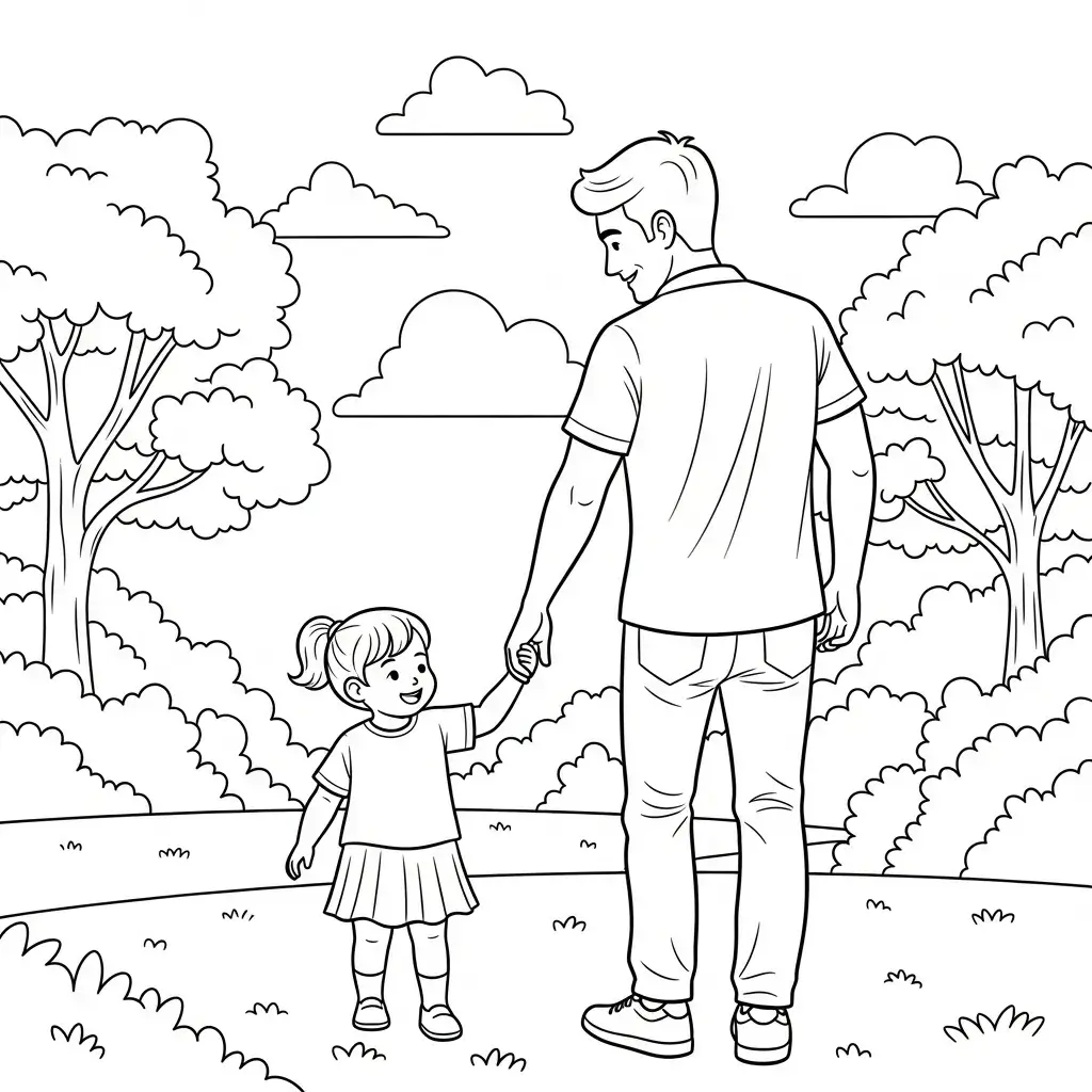dessin fete des peres enfant et papa