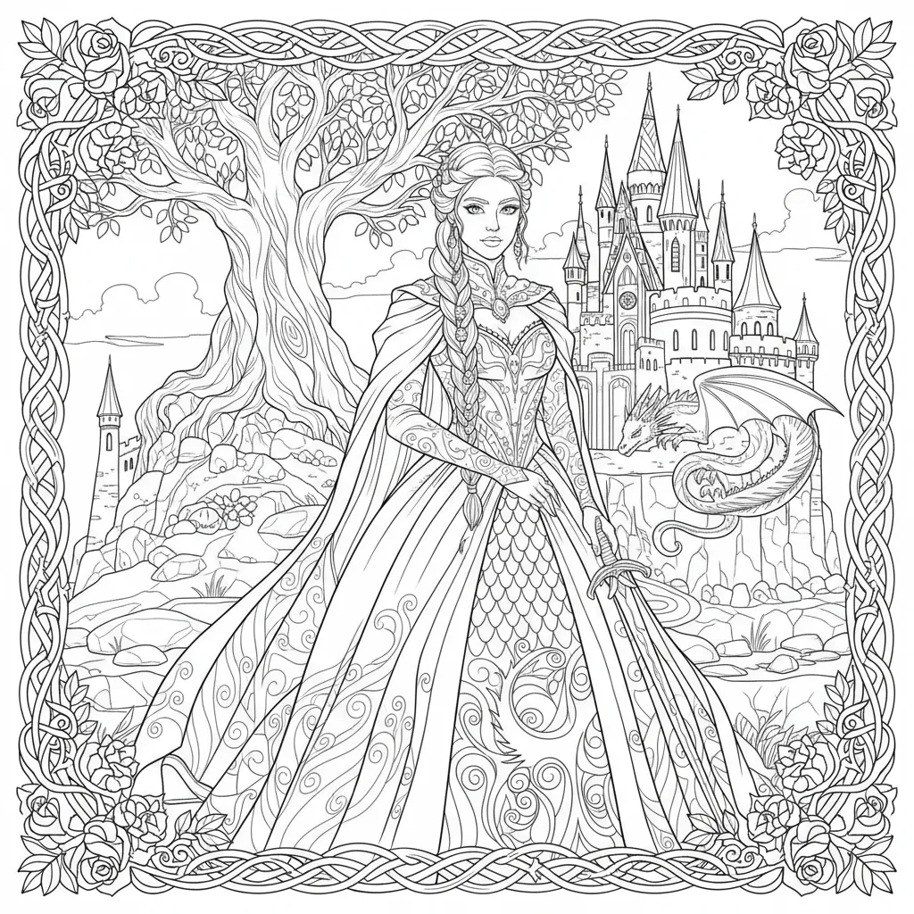 kids coloring page of a princess doing ballet